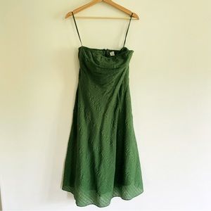 J.Crew cotton strapless embossed beach dress size 8 green